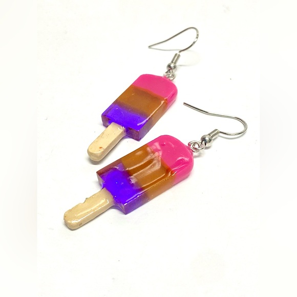 HANDMADE Popsicle Resin Art Dangle Earrings - Picture 4 of 10
